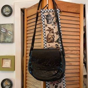 Patricia Nash Black Italian-tooled Leather Purse